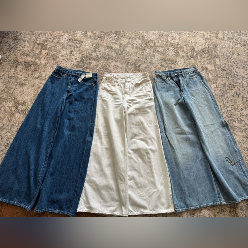J.Crew High-Rise Superwide-Leg Jeans in White Medium and Dark Blue 3 pairs (27)